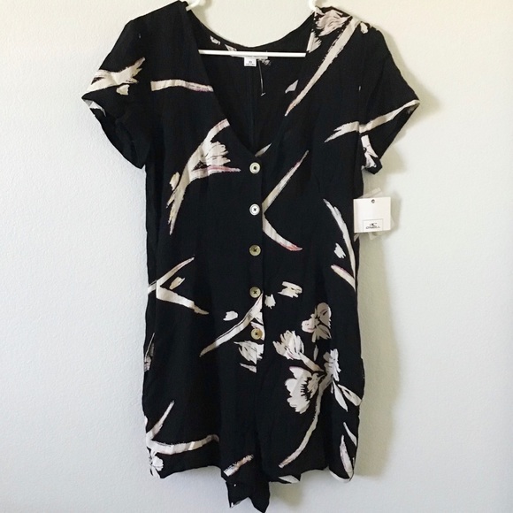 O'Neill Short Sleeve Floral Button Down Romper - Picture 4 of 16